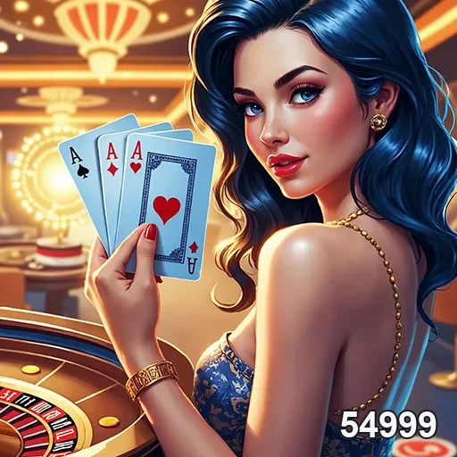 Imagem de casino com o logo do site 54999, destaque para jogos e ambiente de apostas.